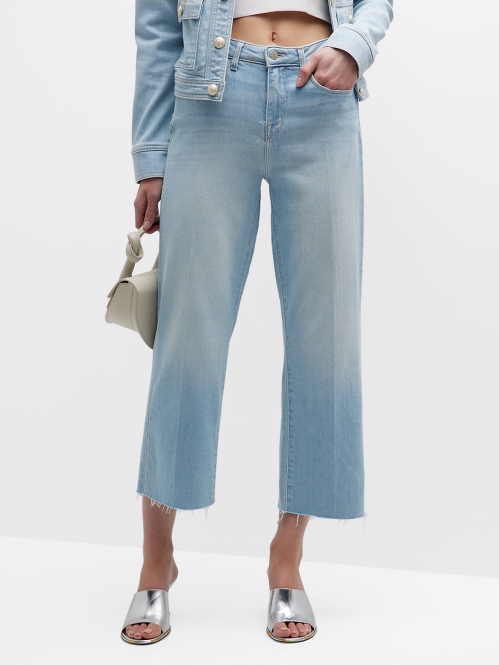 L’AGENCE Wanda Cropped Wide Leg Jeans in Windsor
